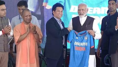 Tendulkar Gifts Indian Cricket Team Jersey To PM Modi: सचिन तेंदुलकर ने पीएम मोदी को भेंट की ये स्पेशल जर्सी, सीएम योगी भी रहे मौजूद; सोशल मीडिया पर कही बड़ी बात