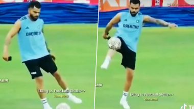 Virat Kohli Playing Football Video: पाकिस्तान के खिलाफ एशिया कप सुपर फोर मैच से पहले अभ्यास सत्र के दौरान विराट कोहली ने दिखाई शानदार फुटबॉल स्किल्स, देखें वीडियो