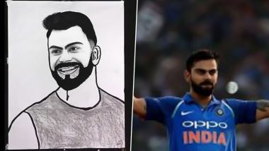 Fan Creates Virat Kohli’s Portrait With Tongue: विराट कोहली के फैन ने जीभ से बनाई भारतीय स्टार क्रिकेटर की तस्वीर, देखें वायरल वीडियो