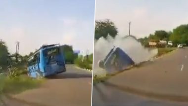 MP-Khargone Bus Accident Video: खरगोन में यात्रियों से भरी बस का टायर फटा, बैलेंस बिगड़ने से नदी में जा गिरी, चीख पुकार के बीच लोगों की बची जान