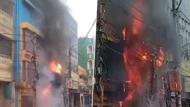 Odisha Garment Shop Fire Video: ओडिशा के कटक में कपड़े की दुकान में लगी आग, धू-धू कर जलती नजर आई