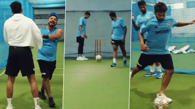 Indian Cricket Team Players Fun Football Face-Off: श्रेयस अय्यर, शार्दुल ठाकुर समेत कई भारतीय टीम के खिलाड़ियों ने खेला मजेदार फुटबॉल मुकाबला, देखें वीडियो