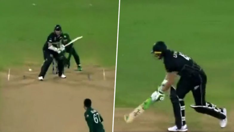 Tom Latham Hits Agha Salman’s Wayward No-Ball: पाकिस्तान के खिलाफ आईसीसी विश्व कप वार्म-अप मैच के दौरान टॉम लैथम ने आगा सलमान की नो-बॉल को बाउंड्री के लिए मारा, देखें वीडियो