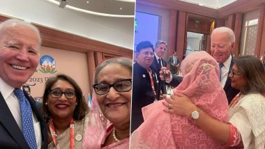 Joe Biden Takes Selfie with Sheikh Hasina: अमेरिकी राष्ट्रपति जो बाइडेन ने G-20  समिट के दौरान बांग्लादेश की PM शेख हसीना के साथ  ली सेल्फी (See Pic)