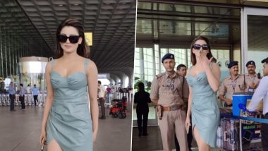 Urvashi Rautela ने सिजलिंग आउटफिट पहन एयरपोर्ट पर बिखेरा जलवा, एक्ट्रेस की सेक्सी अदाओं ने बढ़ाया तापमान (Watch Video)