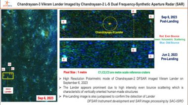 Chandrayaan-3 Mission: चंद्रयान 2 के ऑर्बिटर ने चंद्रयान-3 के लैंडर की ली तस्वीरें, इसरो ने X पर शेयर किया