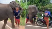 केयरटेकर से बिछड़ते समय इमोशनल हुआ हाथी, सूंड से पकड़कर बाइक से उतारा और शख्स को लगाया गले (Watch Viral Video)
