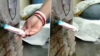 कोलगेट के खाली ट्यूब को शख्स ने बना दिया अस्थायी नल, इस जुगाड़ तकनीक ने किया लोगों को इंप्रेस (Watch Viral Video)