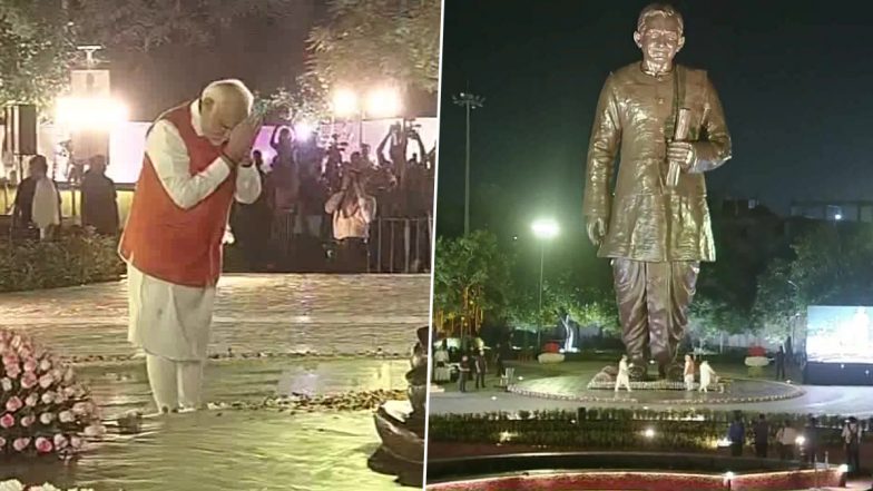 पीएम मोदी ने पंडित दीनदयाल उपाध्याय की विशाल प्रतिमा पर अर्पित की पुष्पांजलि