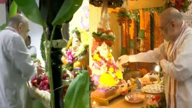 Ganesh Chaturthi 2023: मुंबई पहुंचे गृह मंत्री अमित शाह, CM शिंदे और डिप्टी सीएम फड़णवीस के आवास पर की भगवान गणेश की पूजा-अर्चना, देखें VIDEO