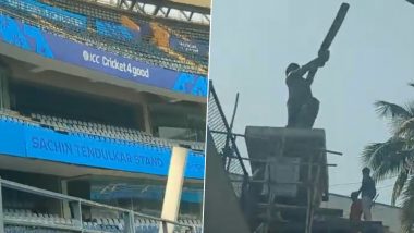 Sachin Tendulkar at Wankhede Stadium: भारत-श्रीलंका विश्व कप मैच से पहले होगा वानखेड़े स्टेडियम में तेंदुलकर की प्रतिमा का अनावरण, महाराष्ट्र के CM शिंदे और डिप्टी सीएम फड़णवीस रहेंगे मौजूद