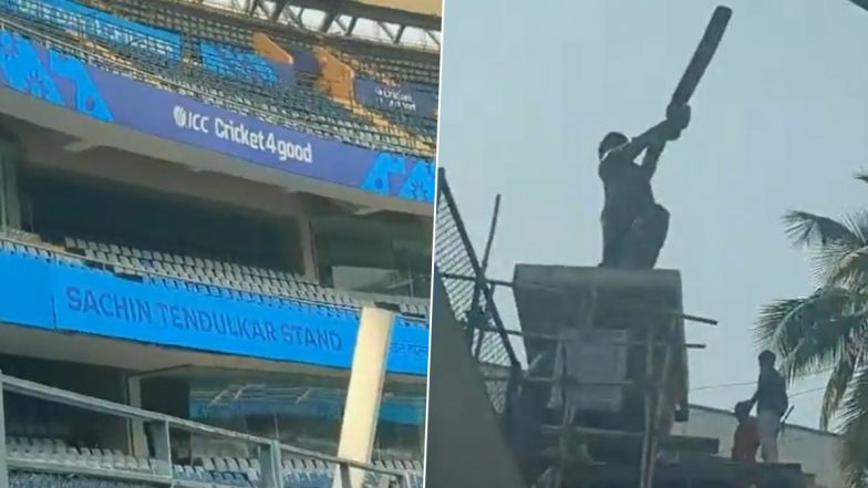 Sachin Tendulkar at Wankhede Stadium: वानखेड़े स्टेडियम में मास्टर ब्लास्टर सचिन तेंदुलकर की स्टेचू बनकर तैयार, महाराष्ट्र के CM शिंदे और डिप्टी सीएम फड़णवीस करेगें अनावरण