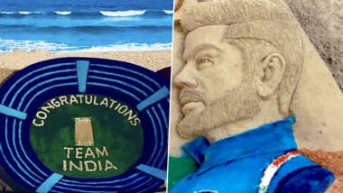 Virat Kohli Sand Art: बांग्लादेश के खिलाफ जीत में शतक बनाकर अहम योगदान देने के लिए सुदर्शन पटनायक ने विराट कोहली का सैंड स्कल्पचर बनाकर दिया बधाई, देखें तस्वीरें