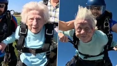 Oldest Person to Skydive World Record: Dorothy Hoffner ने 104 साल की उम्र में बनाया स्काई डाइविंग का गिनीज वर्ल्ड रिकॉर्ड (वीडियो देखें)