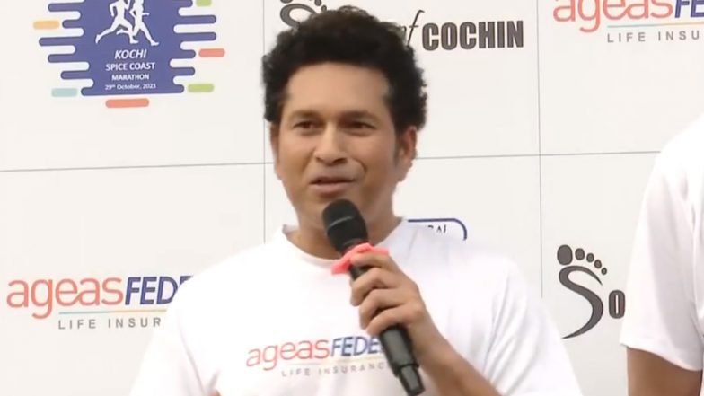 Ageas Federal Life Insurance Kochi Spice Coast Marathon 2023: 'एक बड़ी बधाई जीवन बीमा', एजेस फेडरल लाइफ इंश्योरेंस कोस्ट मैराथन में बोले सचिन तेंदुलकर