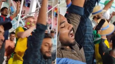 Ganpati Bappa Morya By Australian Fan: इकाना स्टेडियम में ऑस्ट्रेलियाई प्रशंसक 'गणपति बप्पा, मोरिया' के नारे लगाते हुए आए नज़र, देखें वीडियो