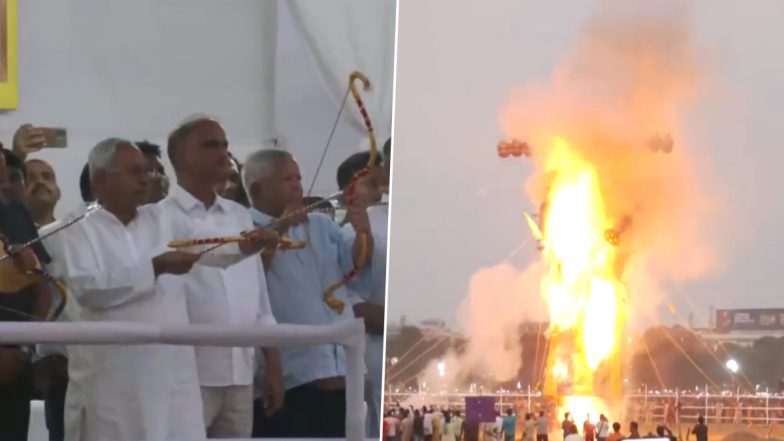 Ravan Dahan In Patna: सीएम नीतीश कुमार और RJD सुप्रीमो लालू यादव ने पटना के गांधी मैदान के रावण दहन में हुए शामिल, देखें विडियो