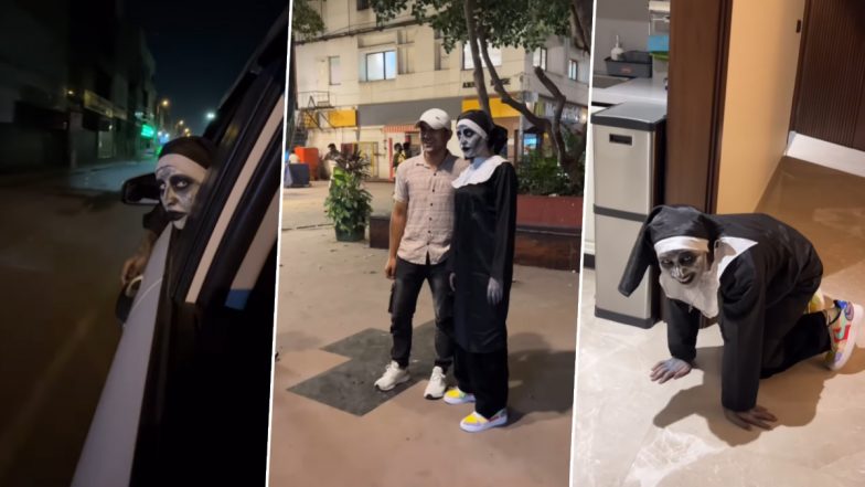 Woman Dresses As Demon Nun: दिल्ली की महिला ने भूत नन बनकर लोगों को डराया, डरावना वीडियो वायरल
