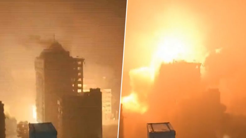 Al-Watan Tower in Gaza Demolished: हमास के हमले के बाद इजरायल ने भी किया जंग का ऐलान, गाजा में भीषण अटैक में अल-वतन टावर ध्वस्त- VIDEO