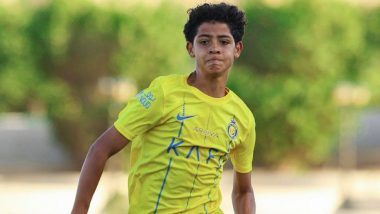 Cristiano Ronaldo Jr Shines On Debut For Al-Nassr U15 Team: अल-नासर अंडर-15 टीम के लिए डेब्यू मैच में चमके क्रिस्टियानो रोनाल्डो जूनियर, लैपिंग हेडर के साथ गोल के लिए बनाए मौका, देखें वीडियो