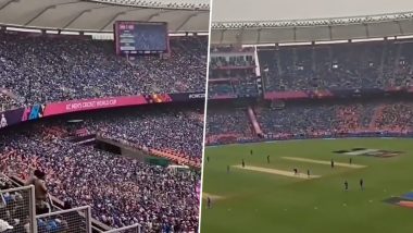 Fans Sing 'Jai Shree Ram' During Ind vs Pak Match: नरेंद्र मोदी स्टेडियम में भारत बनाम पाकिस्तान मैच के दौरान एक लाख से अधिकफैंस ने गाए 'जय श्री राम', देखें वायरल वीडियो