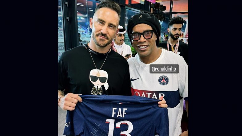 Faf du Plessis Meets Ronaldinho: कतर ग्रांड प्रिक्स&nbsp;में &nbsp;ब्राजील के फुटबॉल लीजेंड रोनाल्डिन्हो से मिले&nbsp;फाफ&nbsp;डू प्लेसिस