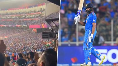 Fans Chant ‘Rohit! Rohit!’ At Stadium: नरेंद्र मोदी स्टेडियम में भारतीय कप्तान के 86 रनों की तूफानी पारी के दौरान फैंस ने 'रोहित!' रोहित!' के लगाए नारे, देखें Video