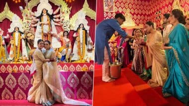 Durga Puja: दुर्गा पूजा में शामिल हुईं काजोल और रानी मुखर्जी, सोशल मीडिया पर तस्वीरें हुई वायरल (View Pics)