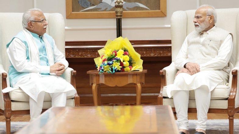 Manohar Lal Meet PM Modi: दिल्ली दौरे पर हरियाणा के सीएम मनोहर लाल, पीएम मोदी से की मुलाकात (View Pic)