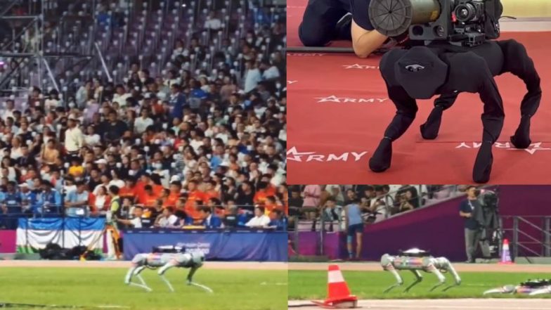 Robot Dogs In Asian Games 2023: एशियन गेम्स के मैदान में दौड़ रहा रोबोट डॉग, आर्टिफिशियल इंटेलिजेंस के निगरानी में नीरज चोपड़ा की टीम, देखें वायरल वीडियो