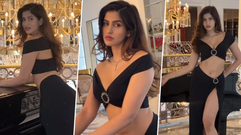 Bom Diggy Diggy फेम Sakshi Malik ने ब्लैक सिजलिंग आउटफिट पहन दिए सेक्सी पोज, एक्ट्रेस की कातिल अदाओं ने मोहा यूजर्स का दिल (Watch Video)