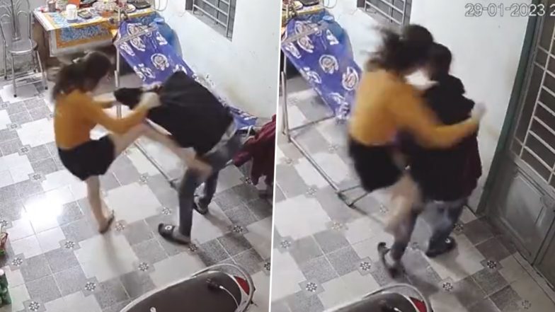 Wife Kicks And Punches Husband Video: देरी से घर आने पर महिला ने पति पर बरसाए लात और घूंसे