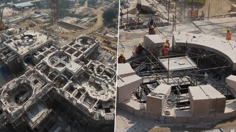 Ram Mandir Construction Photos: अयोध्या में तेजी से चल रहा है भव्य राम मंदिर का निर्माण, सामने आईं क्रेन से ली गईं ये खूबसूरत तस्वीरें