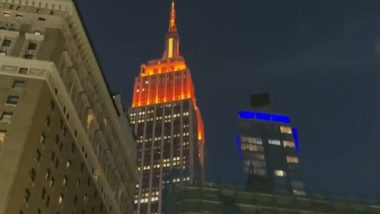 Empire State Building Lit Up in Orange: दिवाली पर एम्पायर स्टेट बिल्डिंग नारंगी रंग में जगमगा उठी, देखें वीडियो