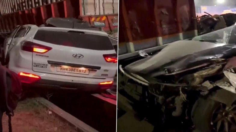 Navi Mumbai Road Accident: नवी मुंबई के नेरुल में भीषण सड़क हादसा, कार की ट्रक से टक्कर में 3 लोगों की मौत- Video