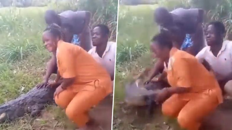 Viral Video: सोते हुए मगरमच्छ के साथ मजे से फोटो ले रहे थे लोग, अचानक से जाग गया पानी का दैत्य और फिर...