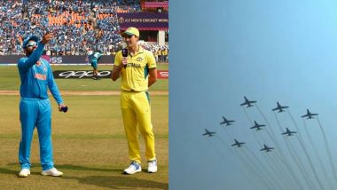AIR Show At Stadium: टीम इंडिया के जाबाजों से पहले वायुसेना के लड़ाकों ने नरेंद्र मोदी स्टेडियम के ऊपर बिखेरा जलवा, देखें विडियो
