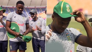 Kagiso Rabada Milestone: अफ़ग़ानिस्तान के खिलाफ मैच में उतरते ही कैगिसो रबाडा के नाम दर्ज हुआ ये रिकॉर्ड, पूर्व दिग्गज शॉन पोलक ने दी स्पेशल कैप, देखें वीडियो