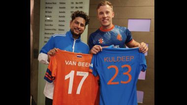 IND vs NED CWC 2023: Logan van Beek ने मैच के बाद Kuldeep Yadav  के साथ की एक्सचेंज जर्सी, नीदरलैंड के ऑलराउंडर ने इंस्टाग्राम स्टोरी पर शेयर की तस्वीर