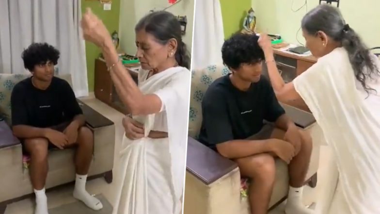 Rachin Ravindra At Grandparents Home: वर्ल्ड कप के बिजी शेड्यूल के बीच अपने ग्रैंडपेरेंट्स से मिलने पहुंचे न्यूजीलैंड के क्रिकेटर रचिन रवींद्र, दादी ने उतारी नजर, देखें विडियो