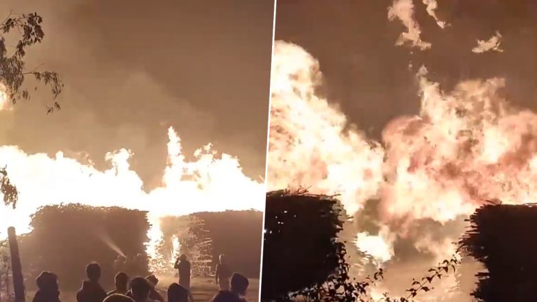 UP Wooden Warehouse Fire Video: सहारनपुर इलाके में लकड़ी के गोदाम में लगी भीषण आग, मौका पर पहुंची दमकल की गाड़ियां