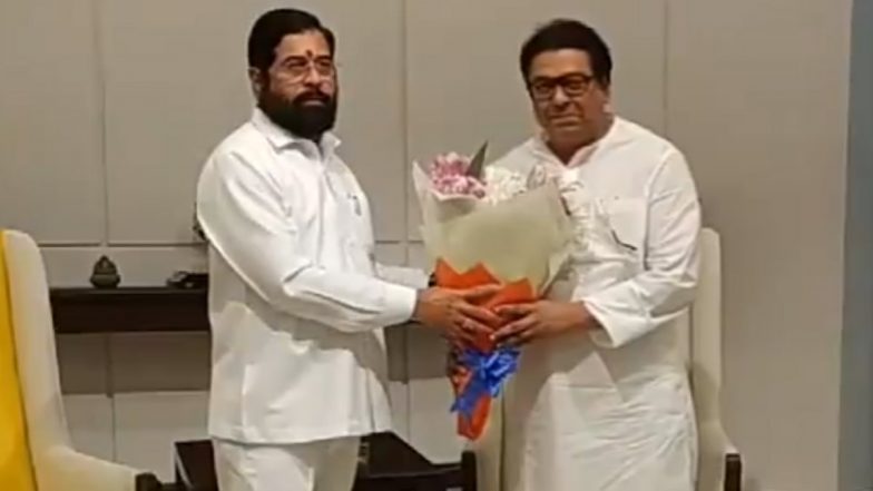 Maharashtra: राज ठाकरे ने मुख्यमंत्री शिंदे से मुलाकात कर मराठी साइनबोर्ड, टोल संग्रह के मुद्दे पर चर्चा की