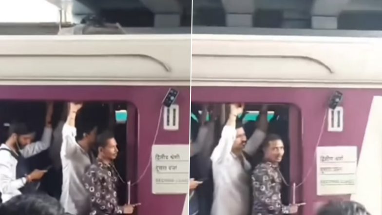 Awesome Technique Video: शख्स ने मुंबई लोकल के दरवाजे पर चिकाया मोबाइल, वीडियो देख लोग इम्प्रेस