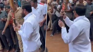 CM Eknath Shinde Playing Cricket- Video: मुख्यमंत्री एकनाथ शिंदे ने मुंबई में फिर एक बार खेला क्रिकेट, वीडियो आया सामने