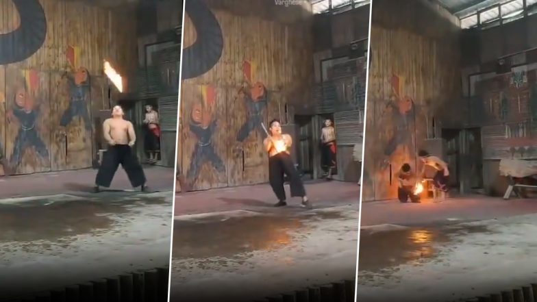 Man’s Trick Terribly Goes  Wrong: आग के साथ स्टंट करने के कोशिश कर रहा था शख्स, बड़ा हादसा होते-होते बचा