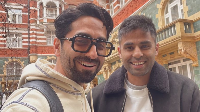Ayushmann Khurrana Meets Suryakumar Yadav: आयुष्मान खुराना ने सूर्यकुमार यादव से की मुलाकात, Sky के शीघ्र स्वस्थ होने की कामना की (See Post)