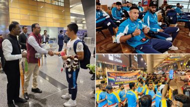 Indian Football Team Welcome In Doha: दोहा में फैंस ने जयकारा लगाकर भारतीय फुटबॉल टीम के खिलाड़ियों का किया भव्य स्वागत, देखें वीडियो