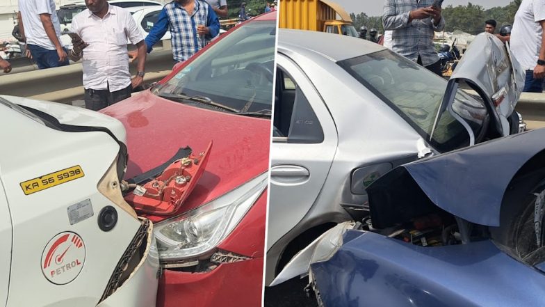 Bengaluru Road Accident: बेंगलुरु में सड़क हादसा, घने कोहरे के कारण कई गाड़ियां आपस में करवाई, कुछ लोग जख्मी (See Pics and Videos)