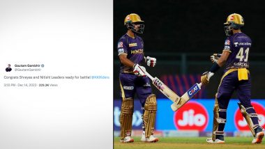 Gautam Gambhir Congratulates Shreyas Iyer: श्रेयस अय्यर को केकेआर के कप्तान और नितीश राणा को उप-कप्तान बनाए जानें पर मेंटर गौतम गंभीर ने दी बधाई, देखें Tweet