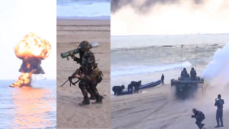 Indian Navy Day 2023: भारतीय नौसेना के जवानों ने समुद्र किनारे दिखाया शोर्य, पलभर में बम से उड़ा दिया टारगेट, देखें VIDEO